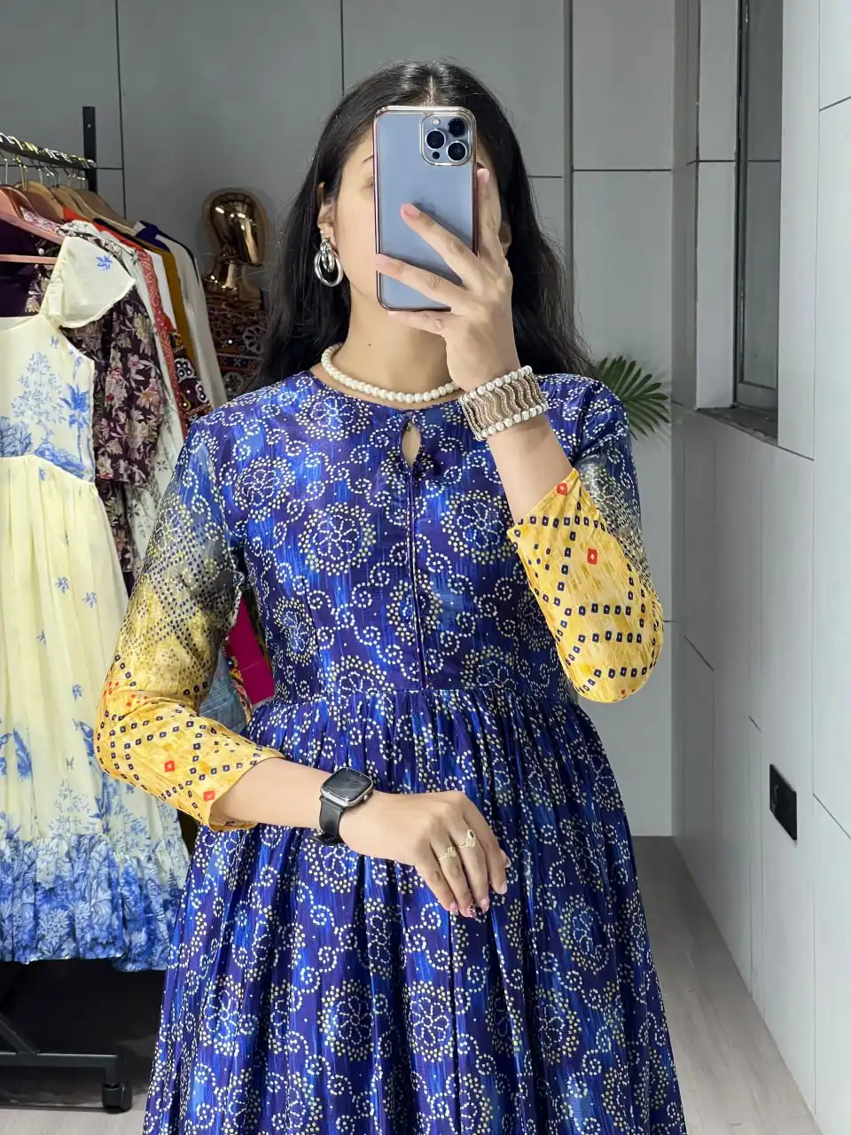 WMT 6035 Chinon Bandhani Printed Gown Collection