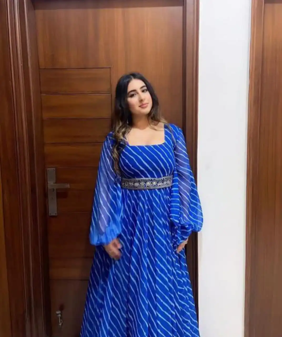 Shiv Vol 51 Blue Georgette Lehariya Printed Gown