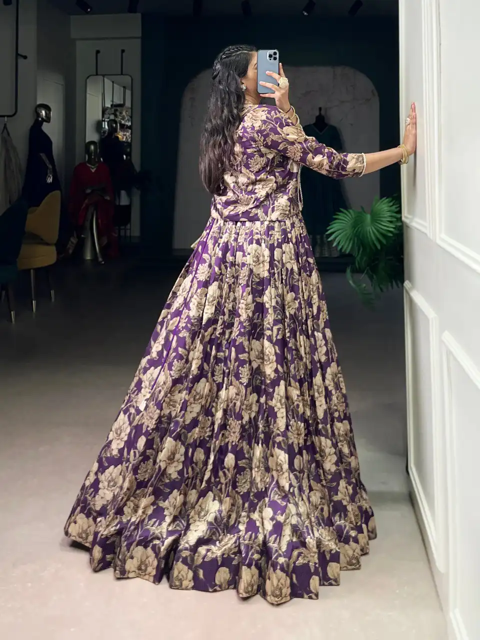 WMN 1134 Tasar Silk Floral Printed Lehenga Choli