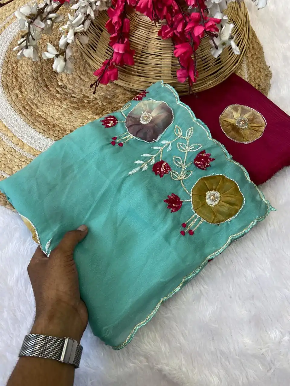 RC1 Star Georgette Party Wear Saree 07 Pcs Set