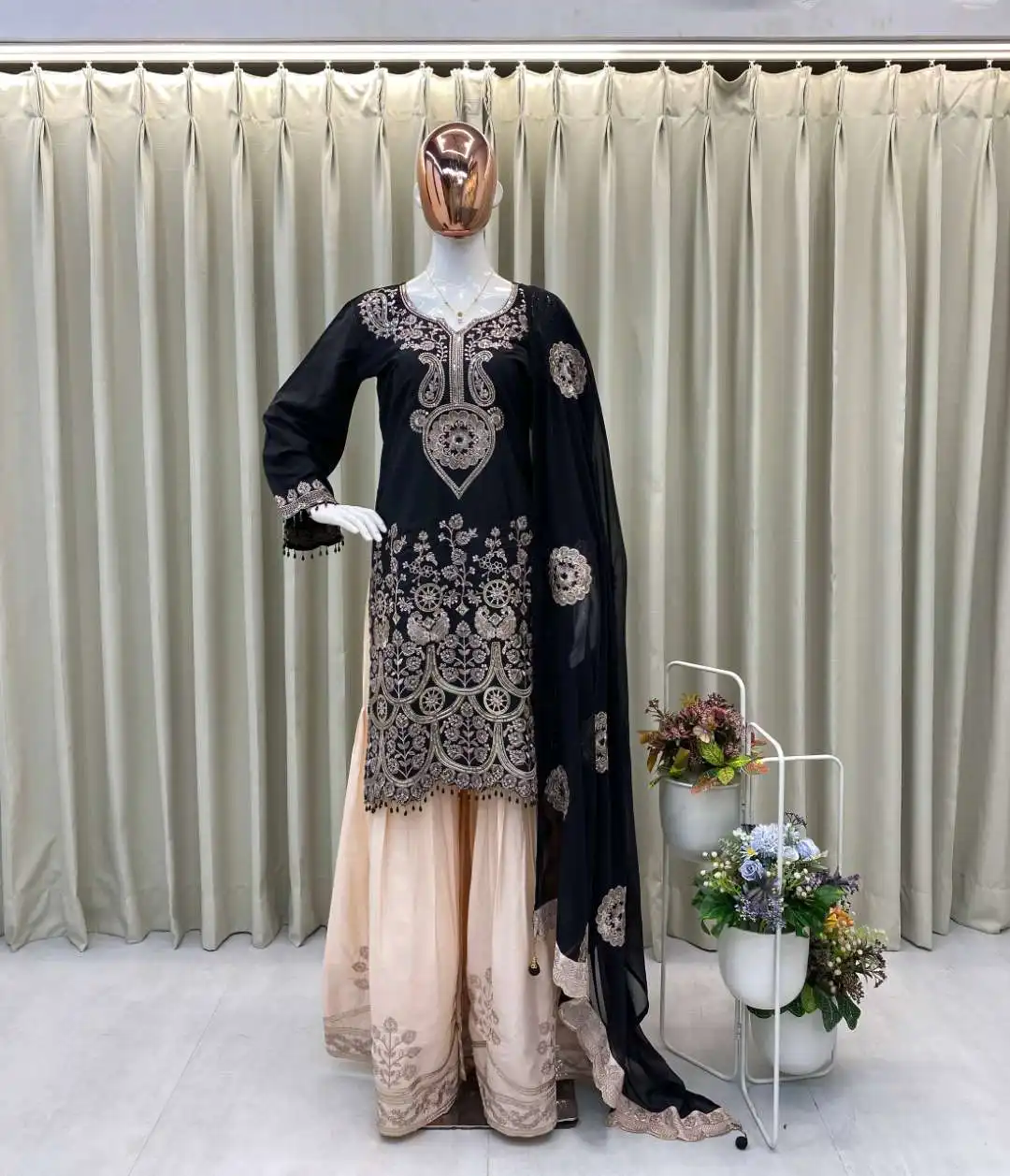 BV 409 French Crape Festive Gharara Suit 04 Pcs Set