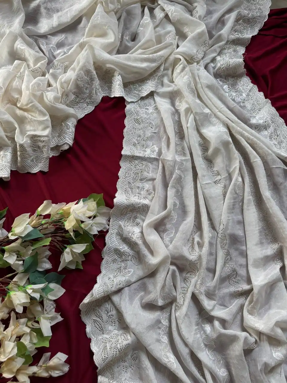 MHV Noor Sattin Silk Festive Sari With Diamond Work