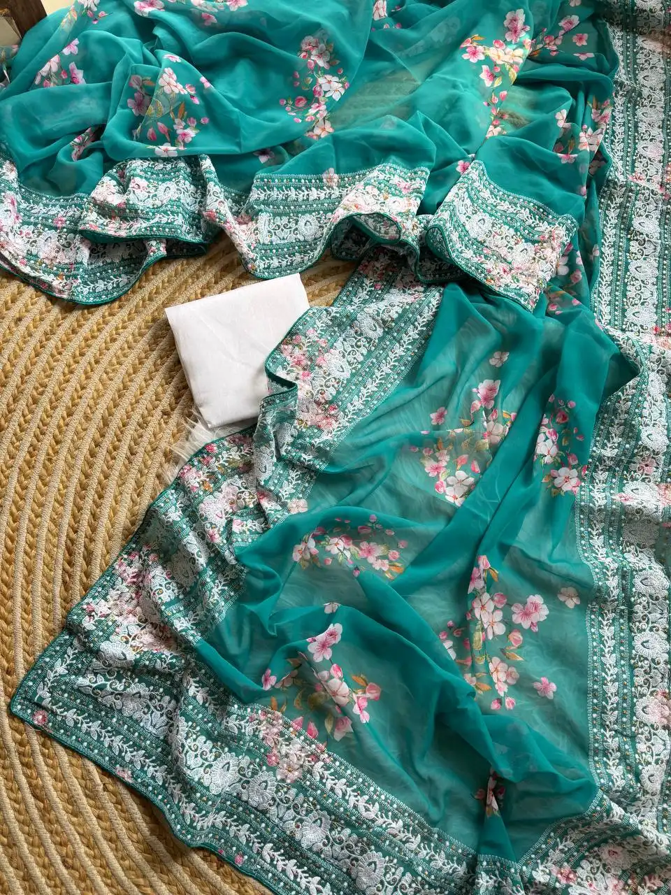 MHV Trupti Soft Georgette Printed Saree 03 Pcs Set