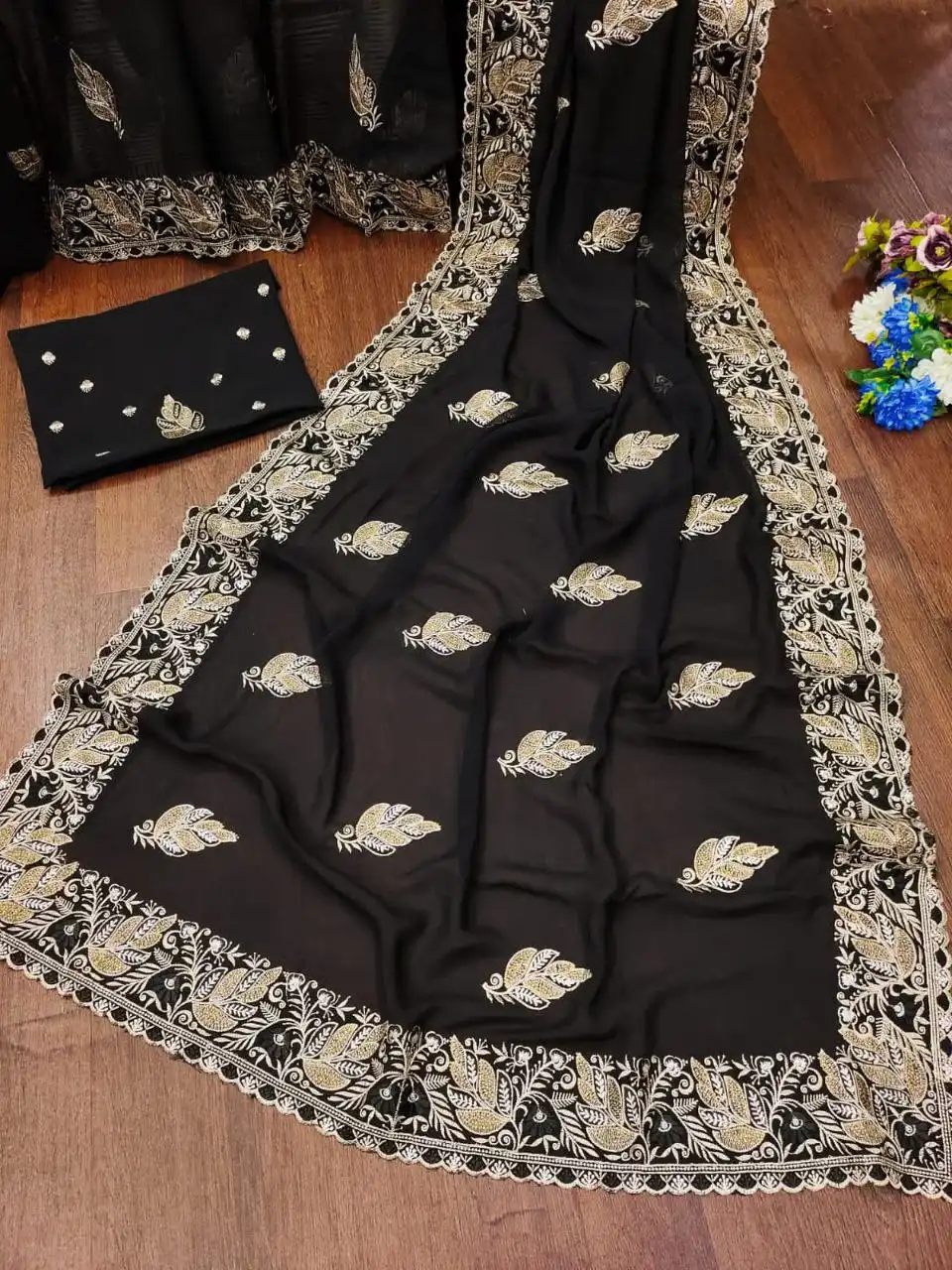 RC1 Vol 69 Pure Georgette Siroski Work Saree 04 Pcs Set