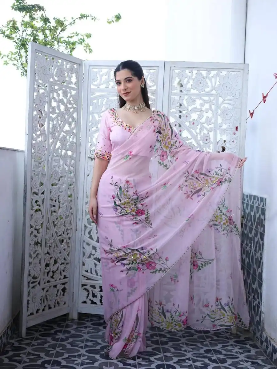 WMS Vol 112 Tabi Soft Organza Saree With Flower Work