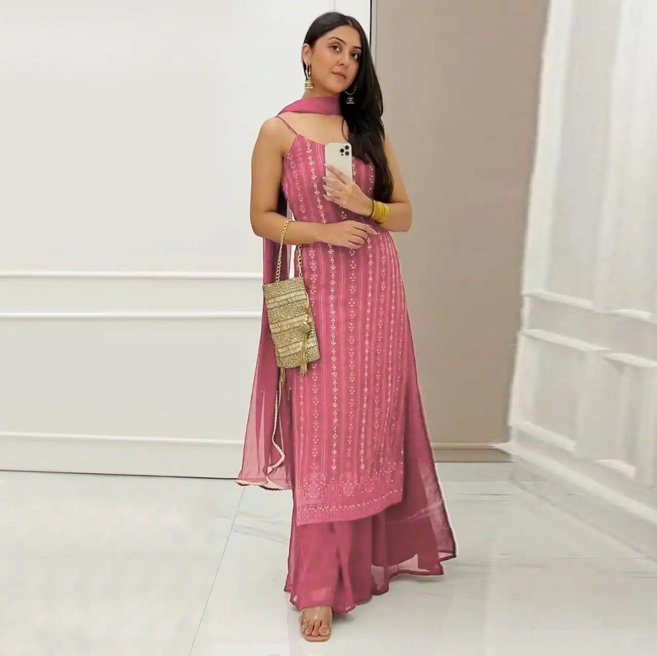 ATQ Vol 25 Georgette Readymade Dress 05 Pcs Set