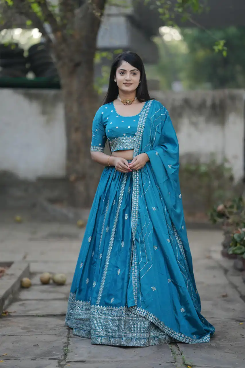 WMT 9030 Heavy Chinon Lehenga Choli 02 Pcs Set