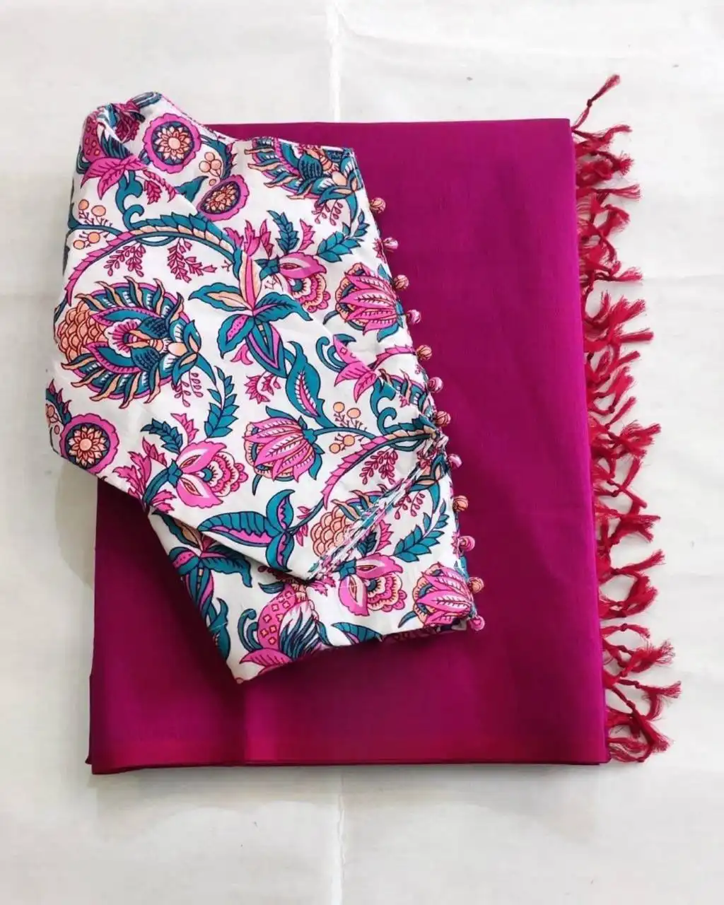 WMS Soft Chanderi Saree With Readymade Blouse 17 Pcs Set