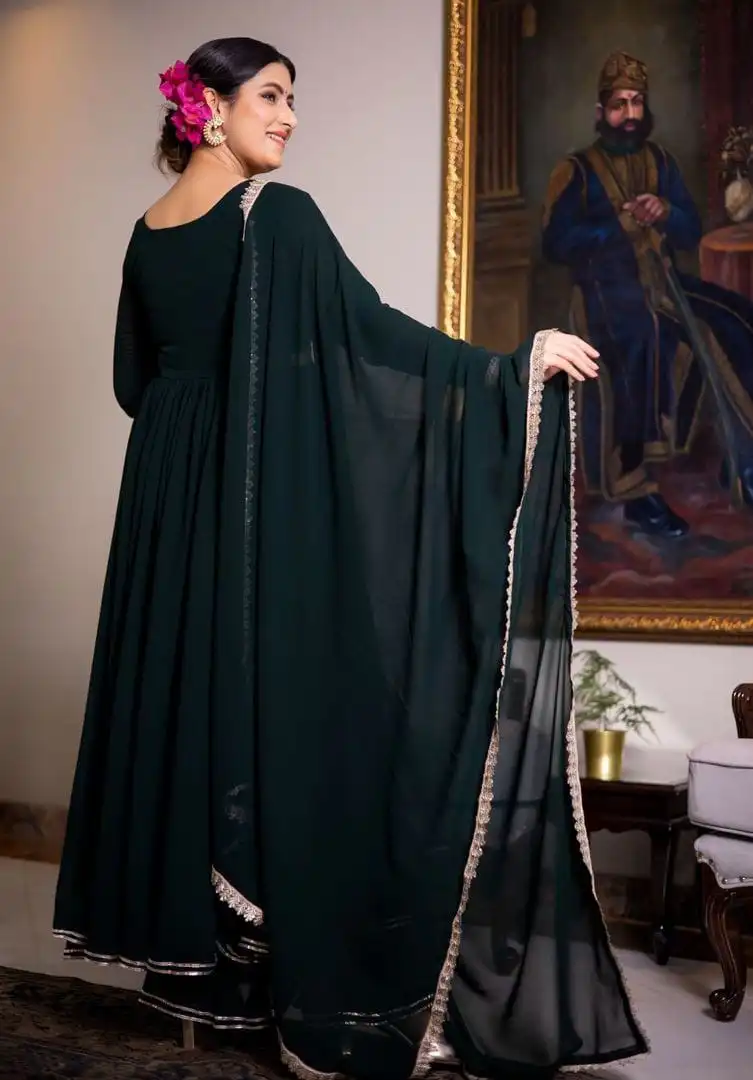 Shiv Vol 42 Black Gorgette Gown With Dupatta 04 Pcs Set