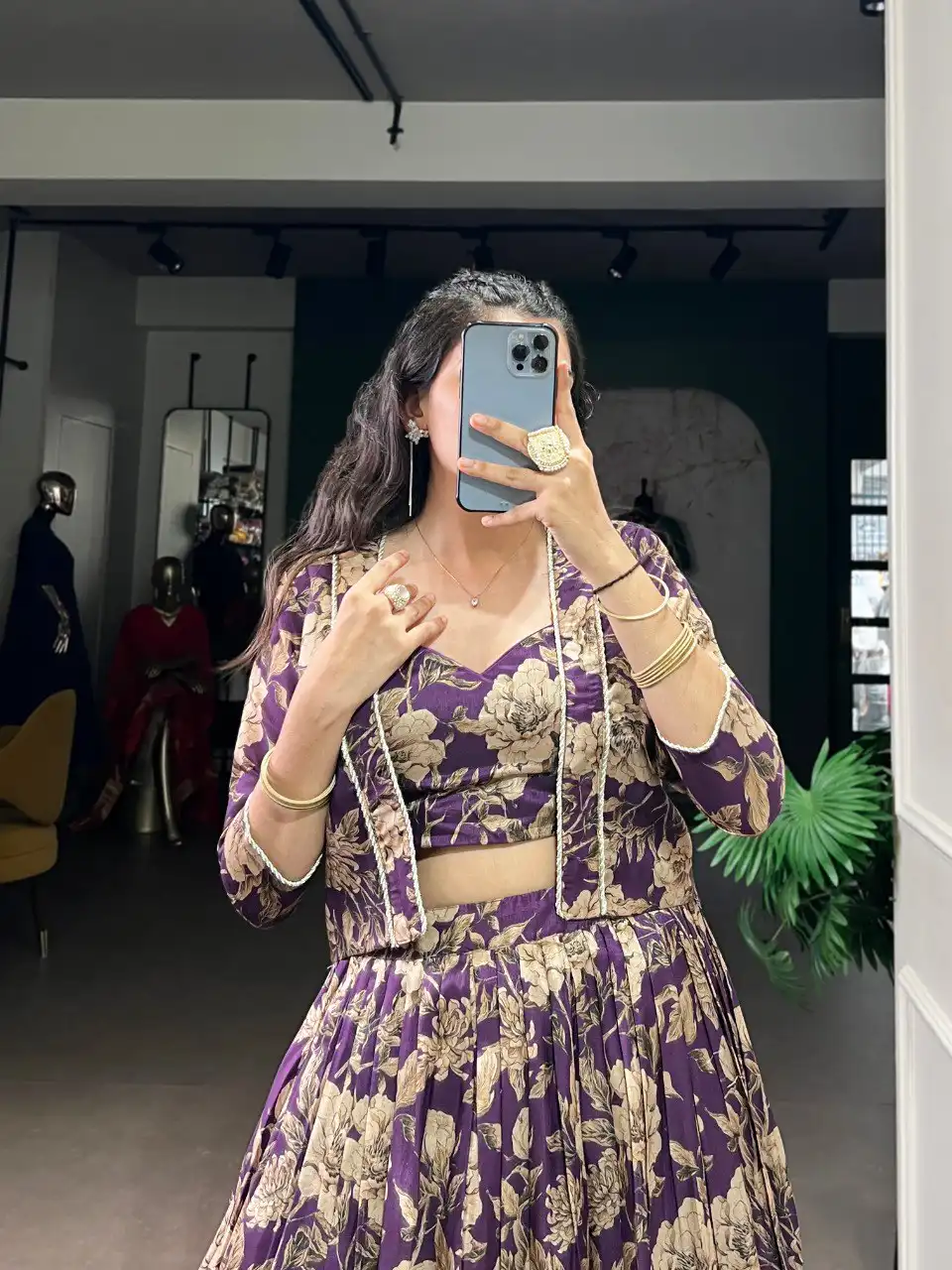 WMN 1134 Tasar Silk Floral Printed Lehenga Choli