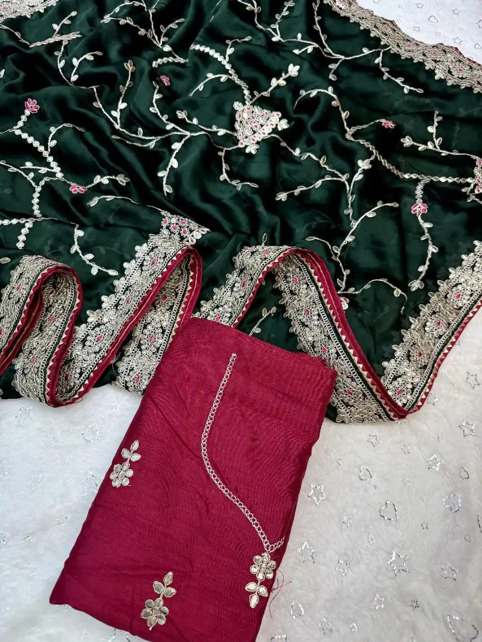 RC1 Vol 67 Satin Chiffon Festival Wear Saree 04 Pcs Set