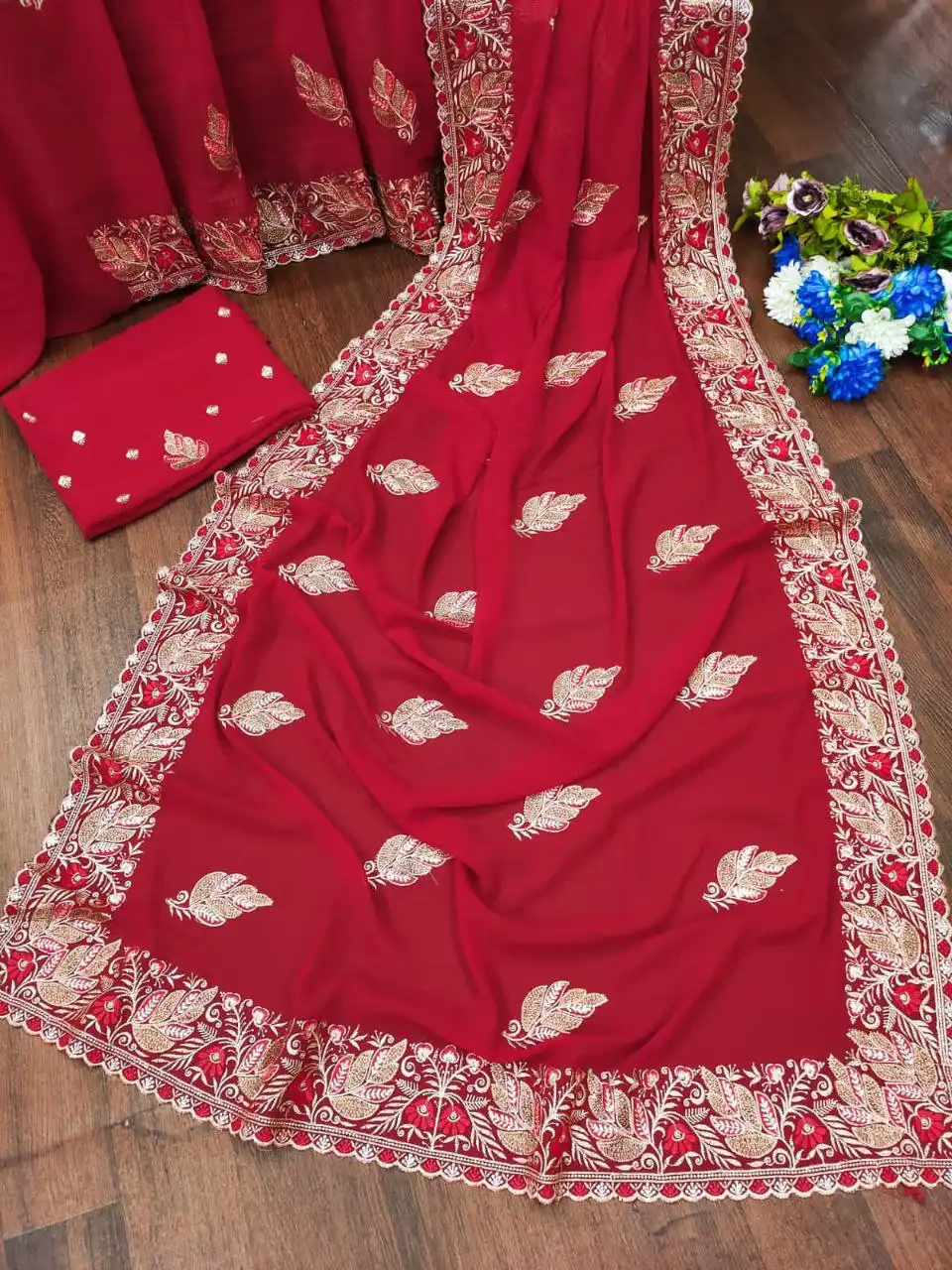 RC1 Vol 69 Pure Georgette Siroski Work Saree 04 Pcs Set