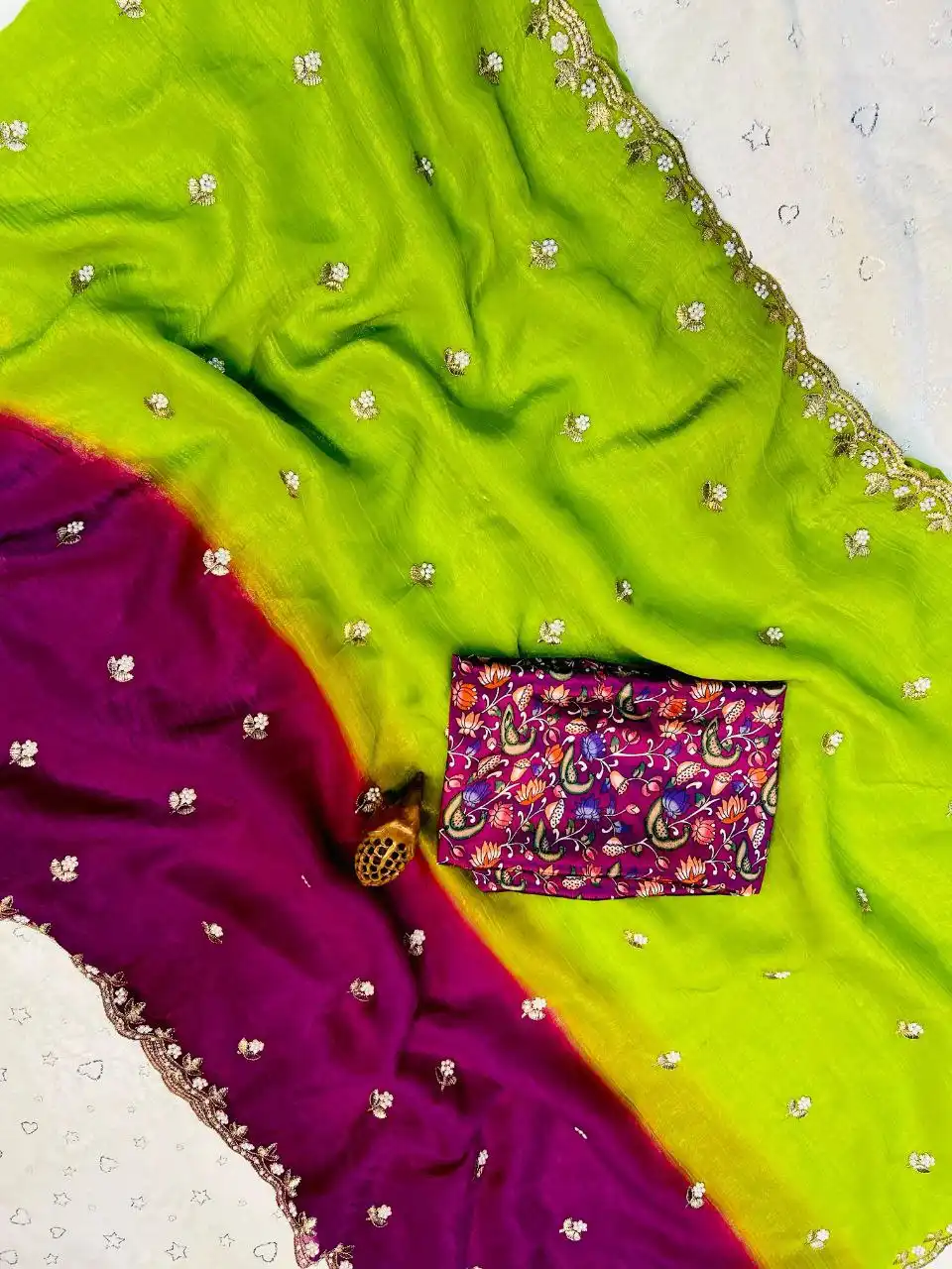 RC1 Vol 73 Churchy Chiffon Embroidery Saree 02 Pcs Set