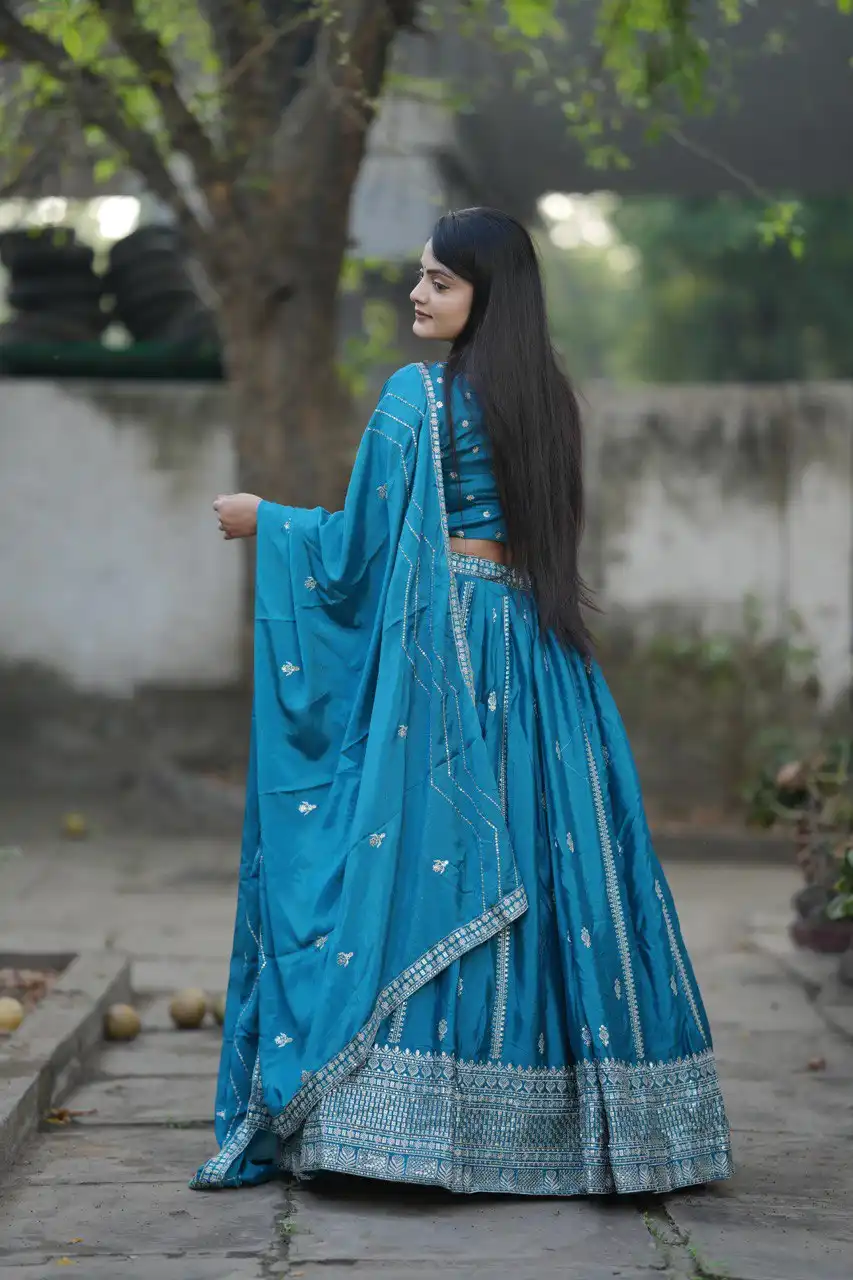 WMT 9030 Heavy Chinon Lehenga Choli 02 Pcs Set