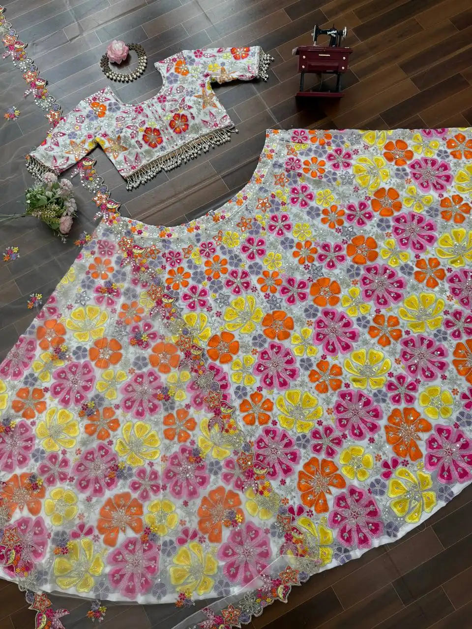 Deepika 383 Foux Gorgette Designer Wear Lehenga Choli