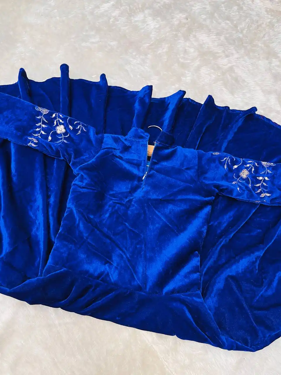 Baby 230 Blue Viscose Velvet Festive Gown Collection