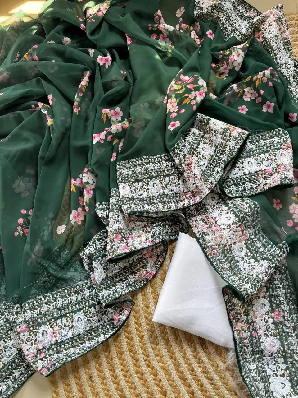 MHV Trupti Soft Georgette Printed Saree 03 Pcs Set