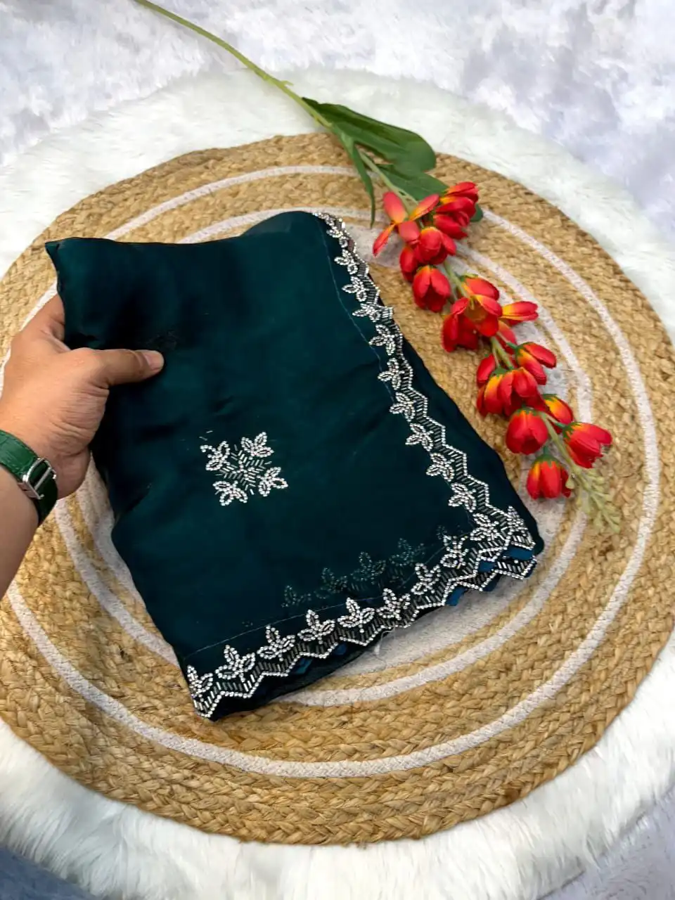 RC1 Vol 68 Fandy Satin Silk Party Wear Saree 05 Pcs Set