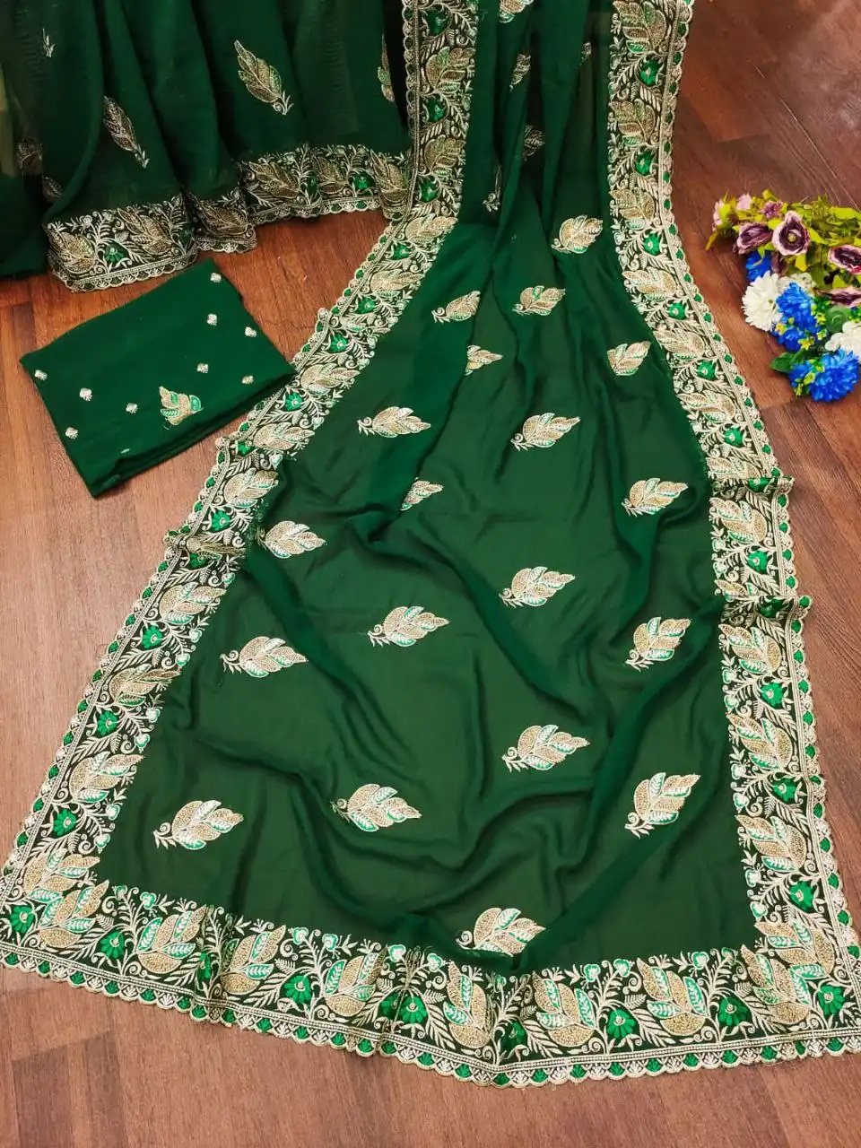 RC1 Vol 69 Pure Georgette Siroski Work Saree 04 Pcs Set