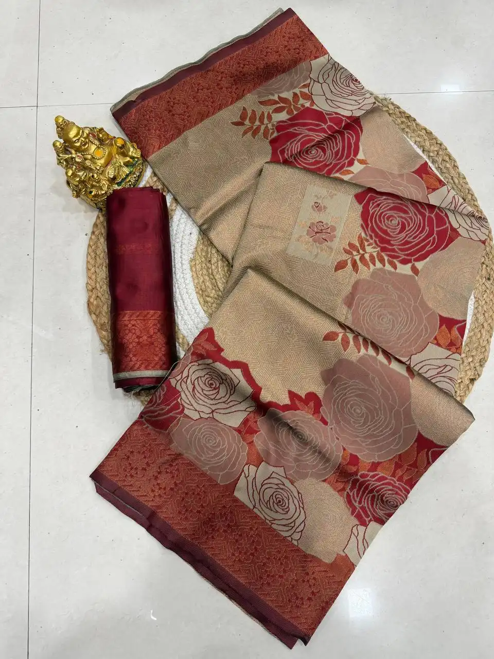 Laxmi 942 Banarasi Silk Floral Saree 05 Pcs Set