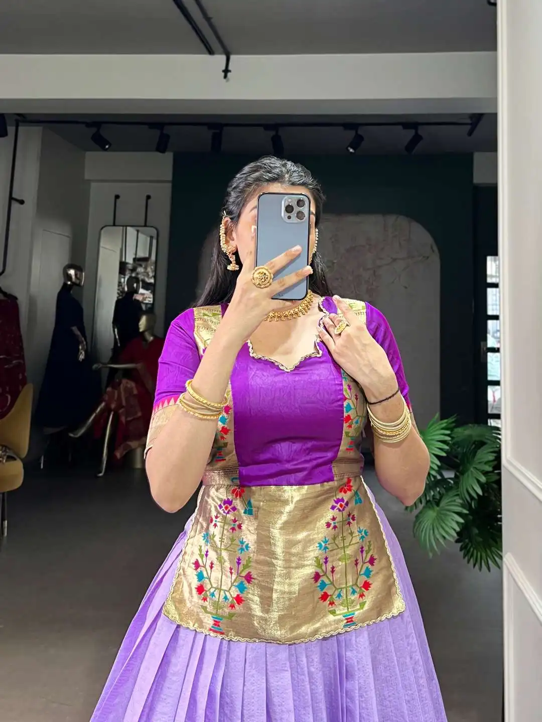 WMN 1132 Cotton Silk Festive Wear Skirt Top 03 Pcs Set