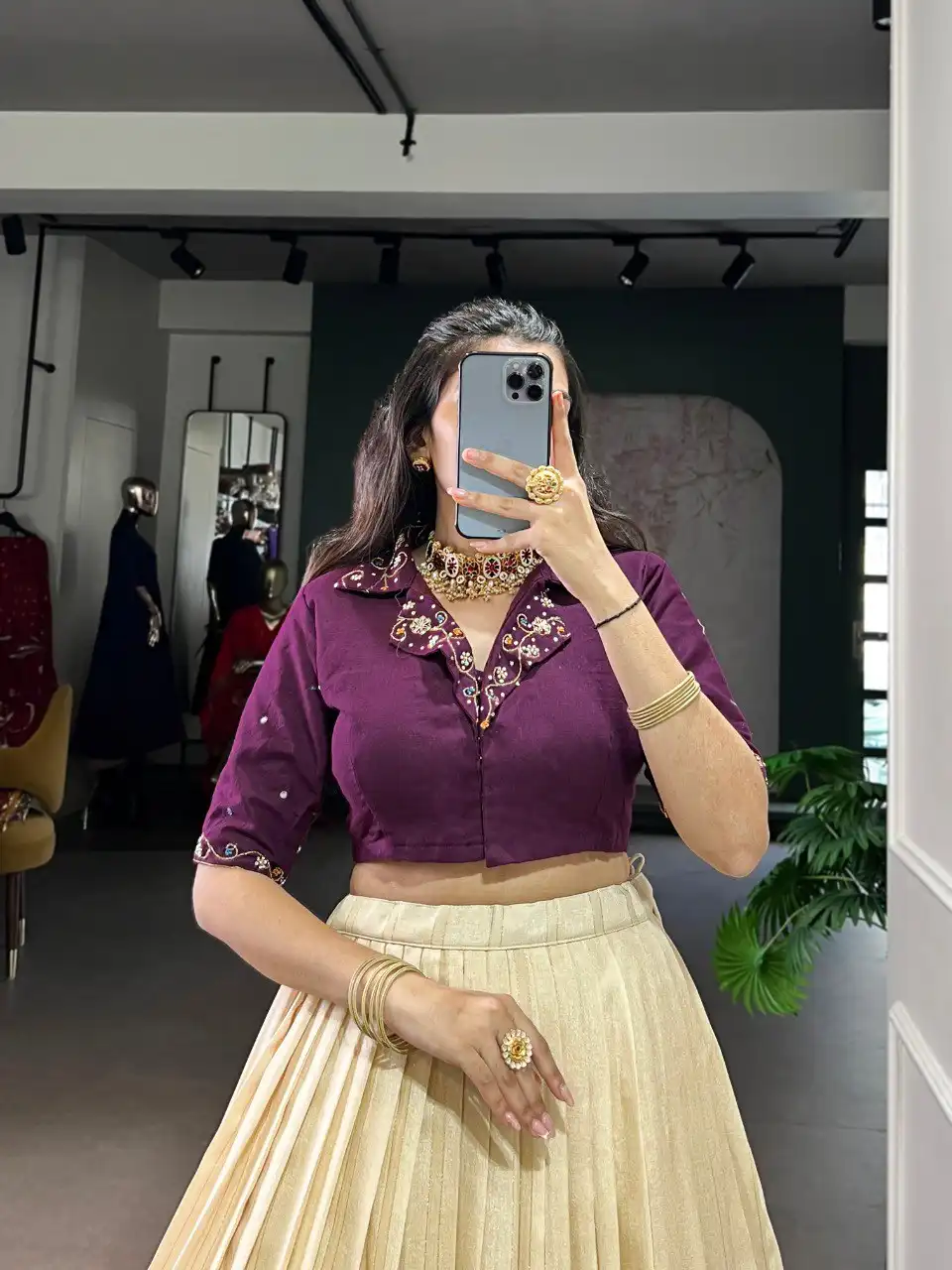 WMN 1135 Poly Cotton Festive Skirt Blouse 04 Pcs Set