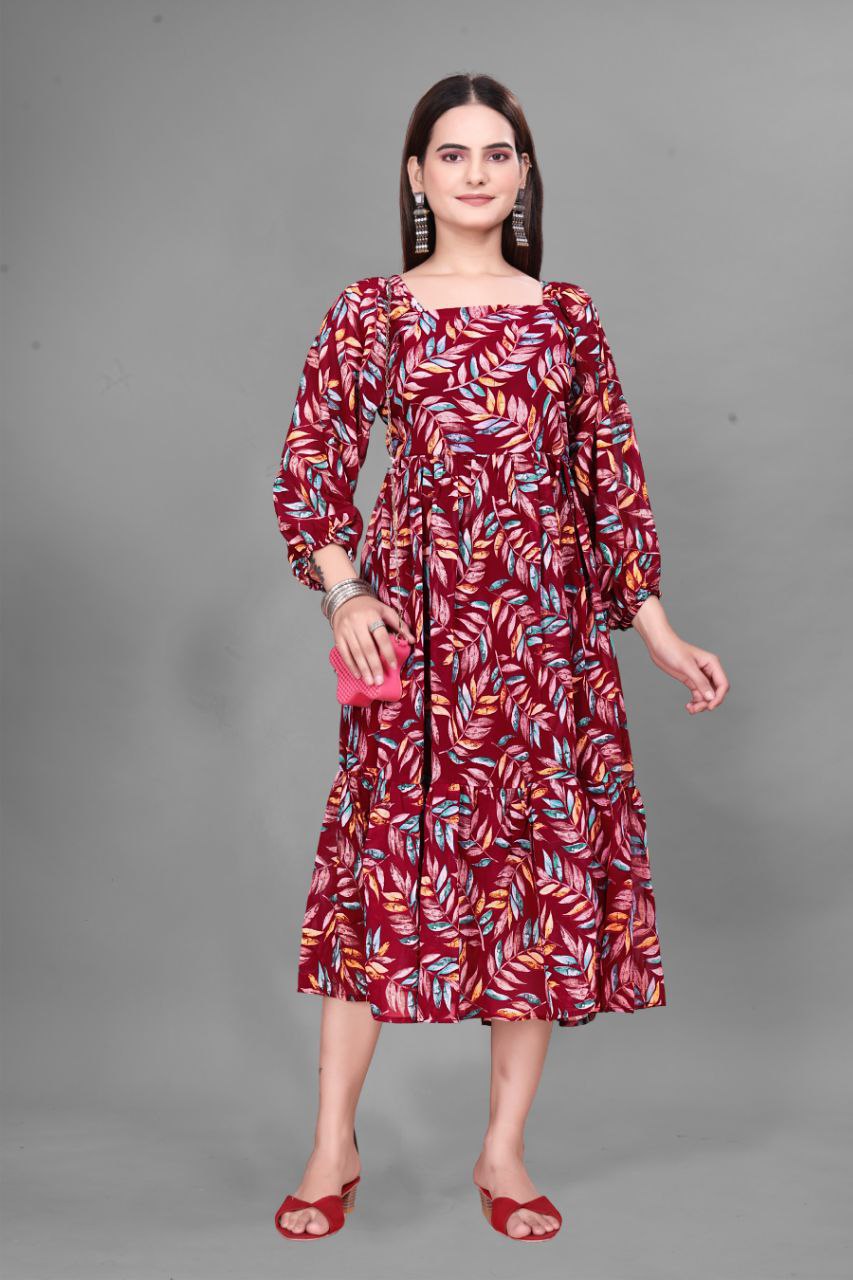 RM Georgette Printed Frock Kurti 04 Pcs Set