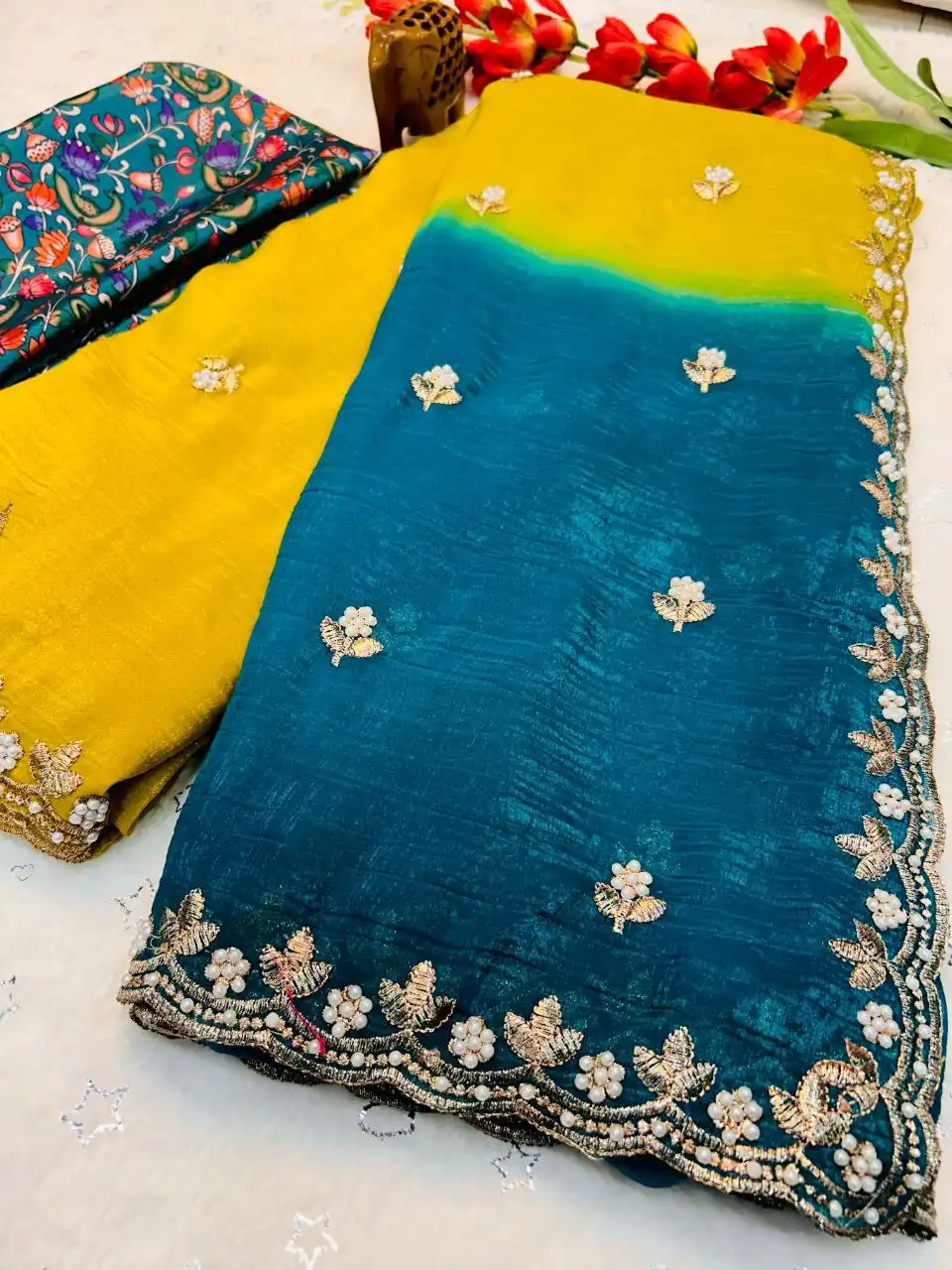 RC1 Vol 73 Churchy Chiffon Embroidery Saree 02 Pcs Set