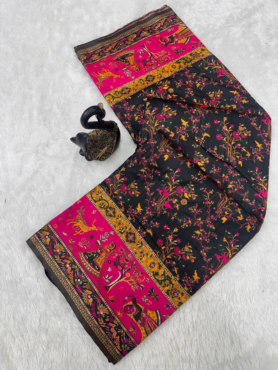 Laxmi 947 Soft Rajwadi Pashmina Silk Saree 08 Pcs Set