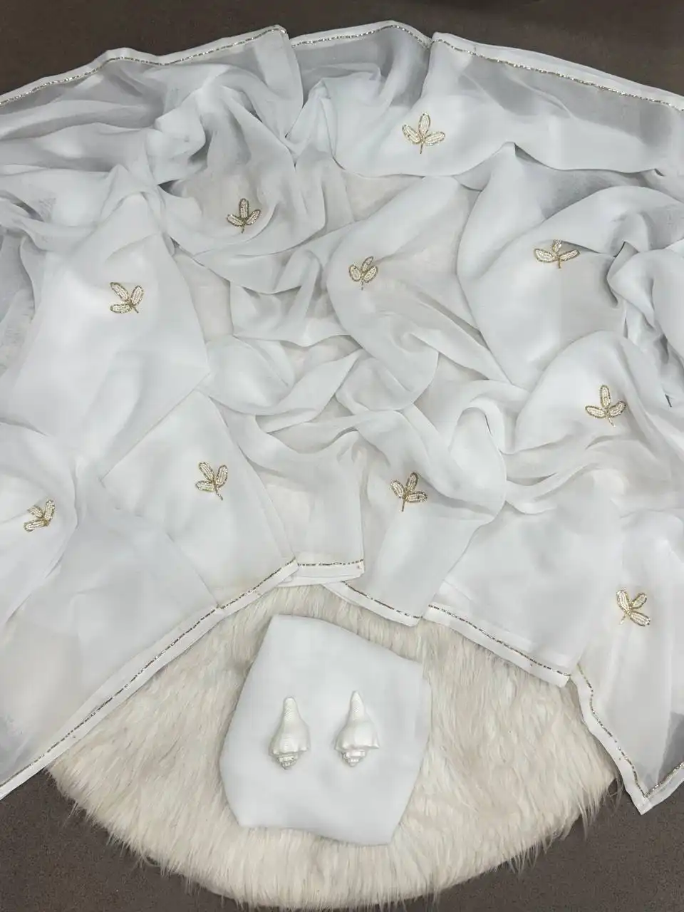 WMS Soft Georgette Handwork Saree 03 Pcs Set