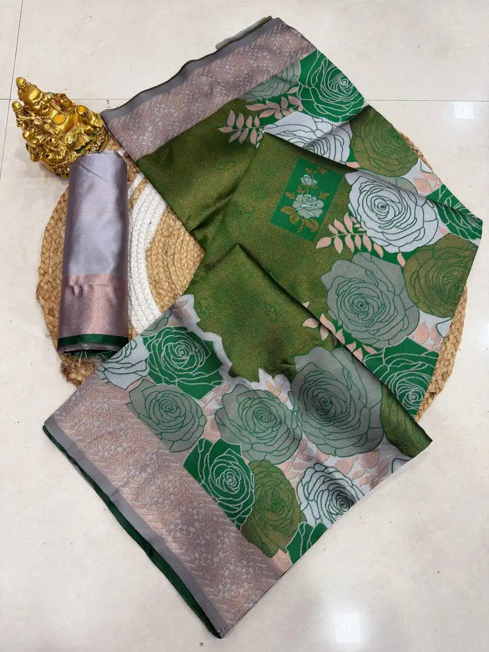 Laxmi 942 Banarasi Silk Floral Saree 05 Pcs Set