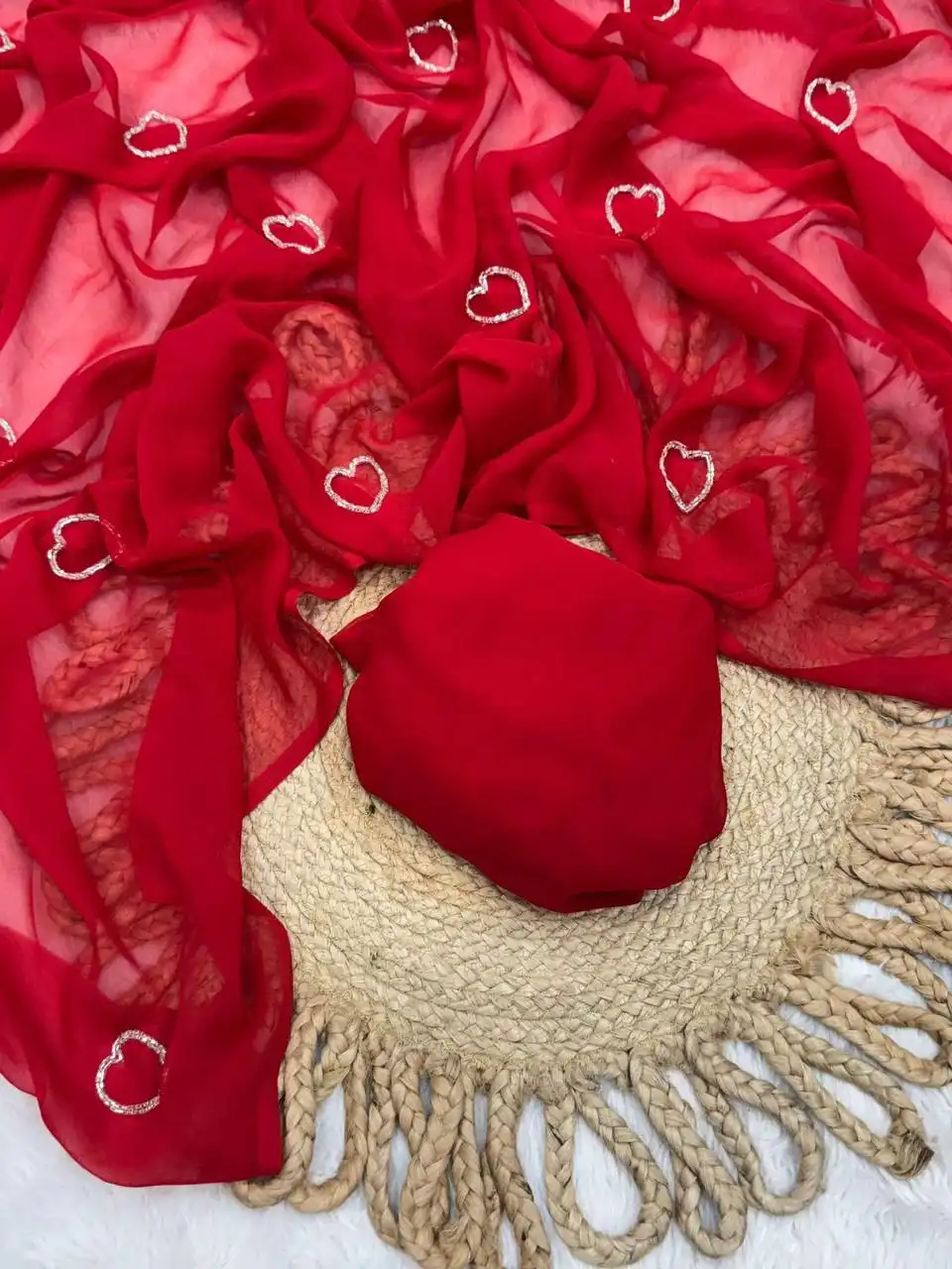 WMS Soft Georgette Festive Wear Saree 06 Pcs Set