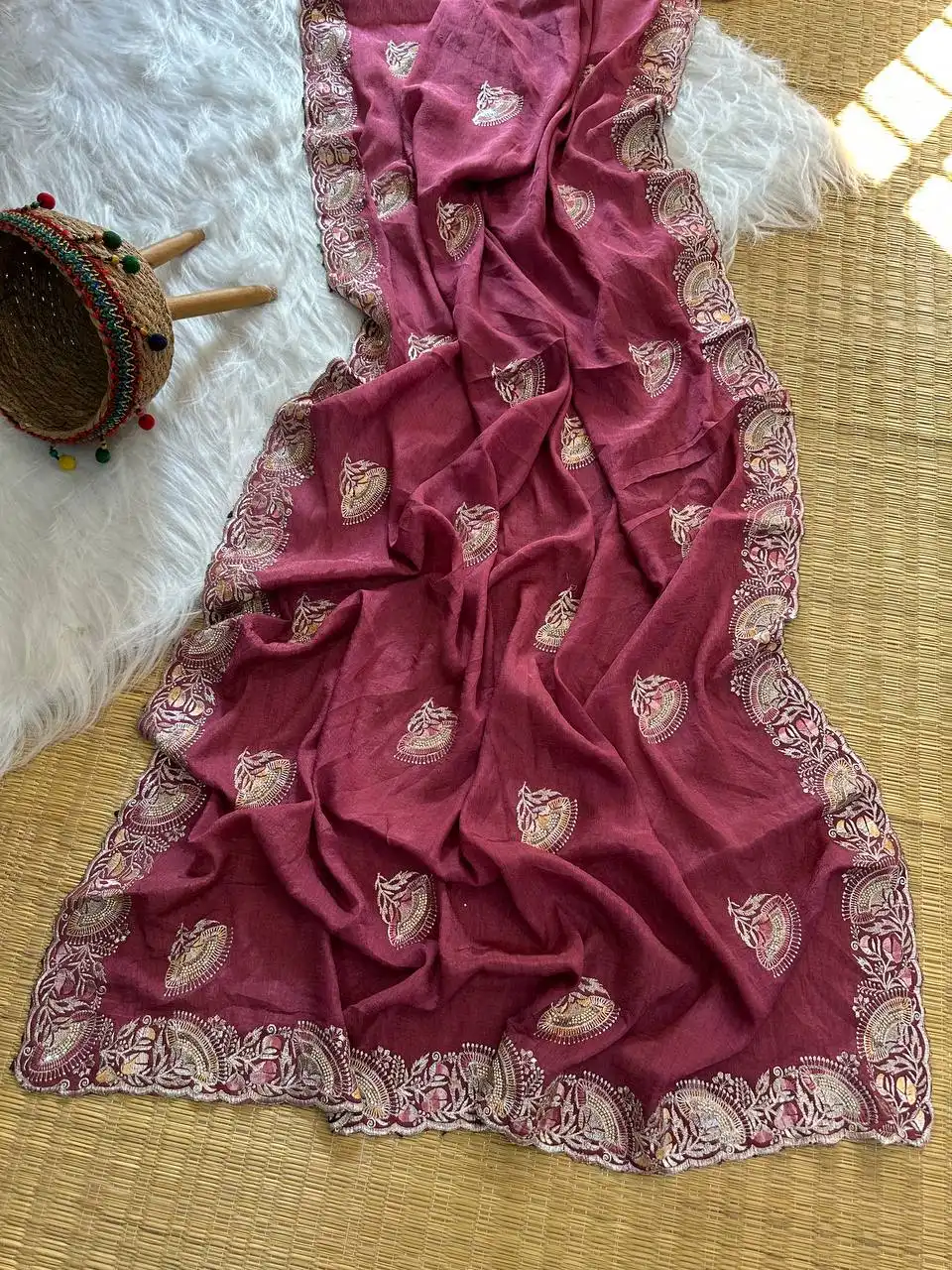 MHV Vaibhai Superb Soft Embroidery Saree