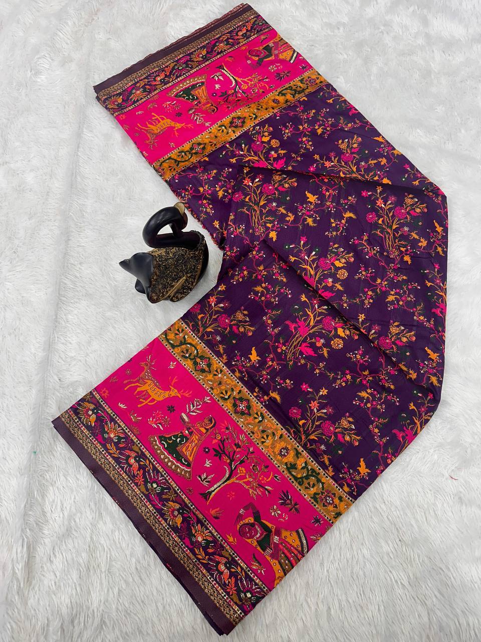 Laxmi 947 Soft Rajwadi Pashmina Silk Saree 08 Pcs Set