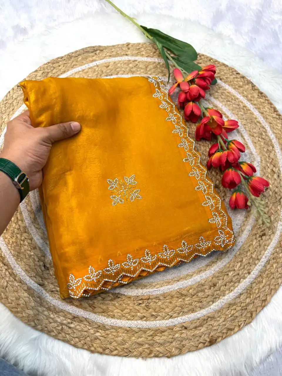 RC1 Vol 68 Fandy Satin Silk Party Wear Saree 05 Pcs Set