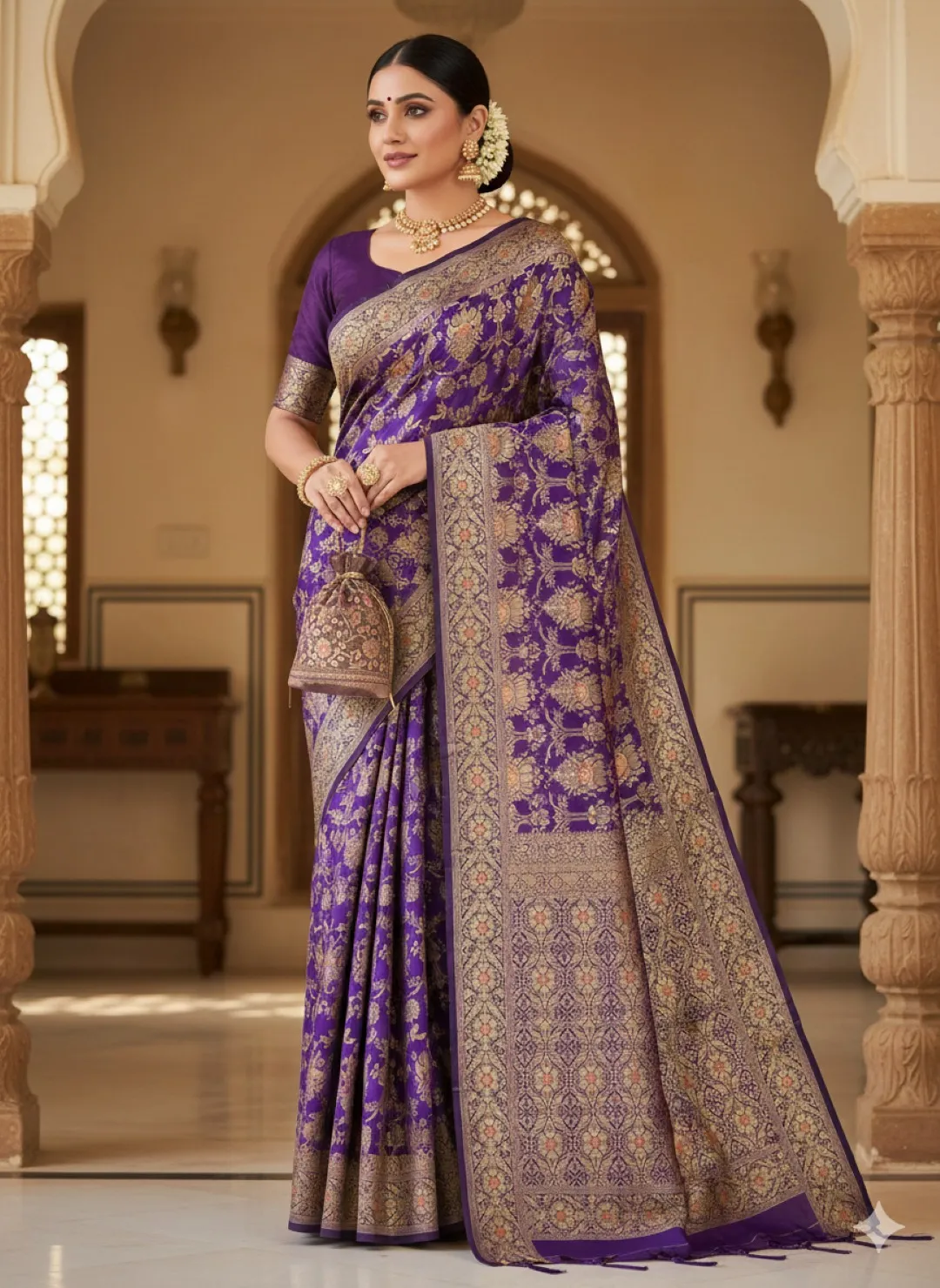 Rani 6064 Soft Lichi Silk Saree With Jacquard Work
