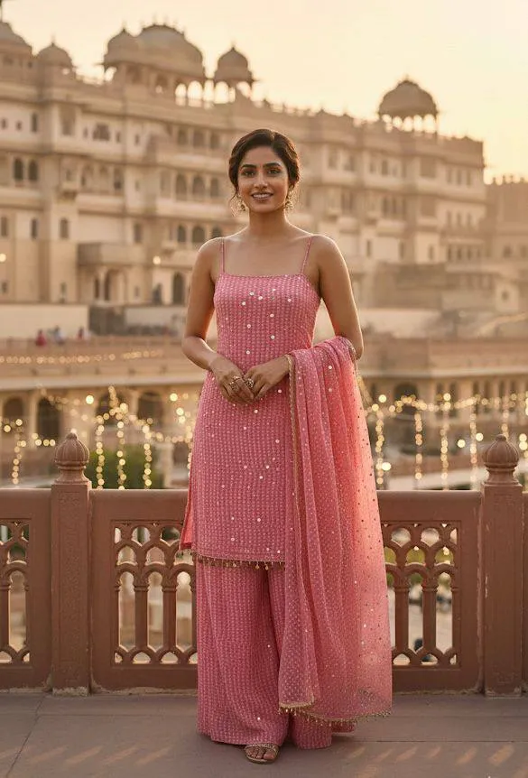 SBD 1803 Faux Georgette Readymade Dress With Mirror Work