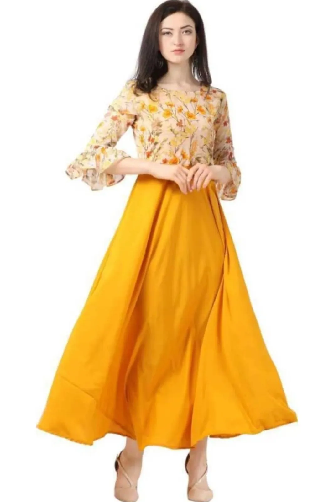Shiv Vol 72 Yellow Crepe Georgette Gown Collection