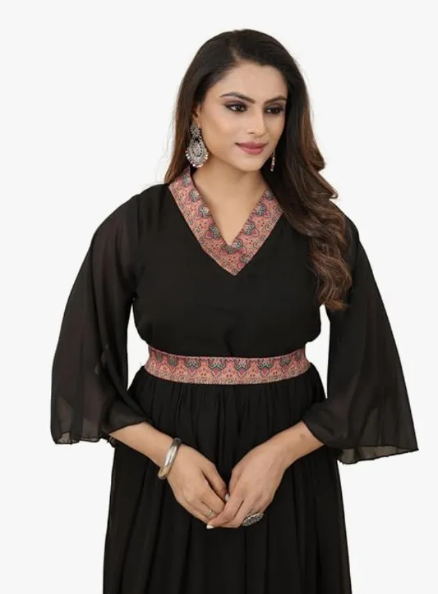 Shiv Vol 85 Black Georgette Long Kurti Collection