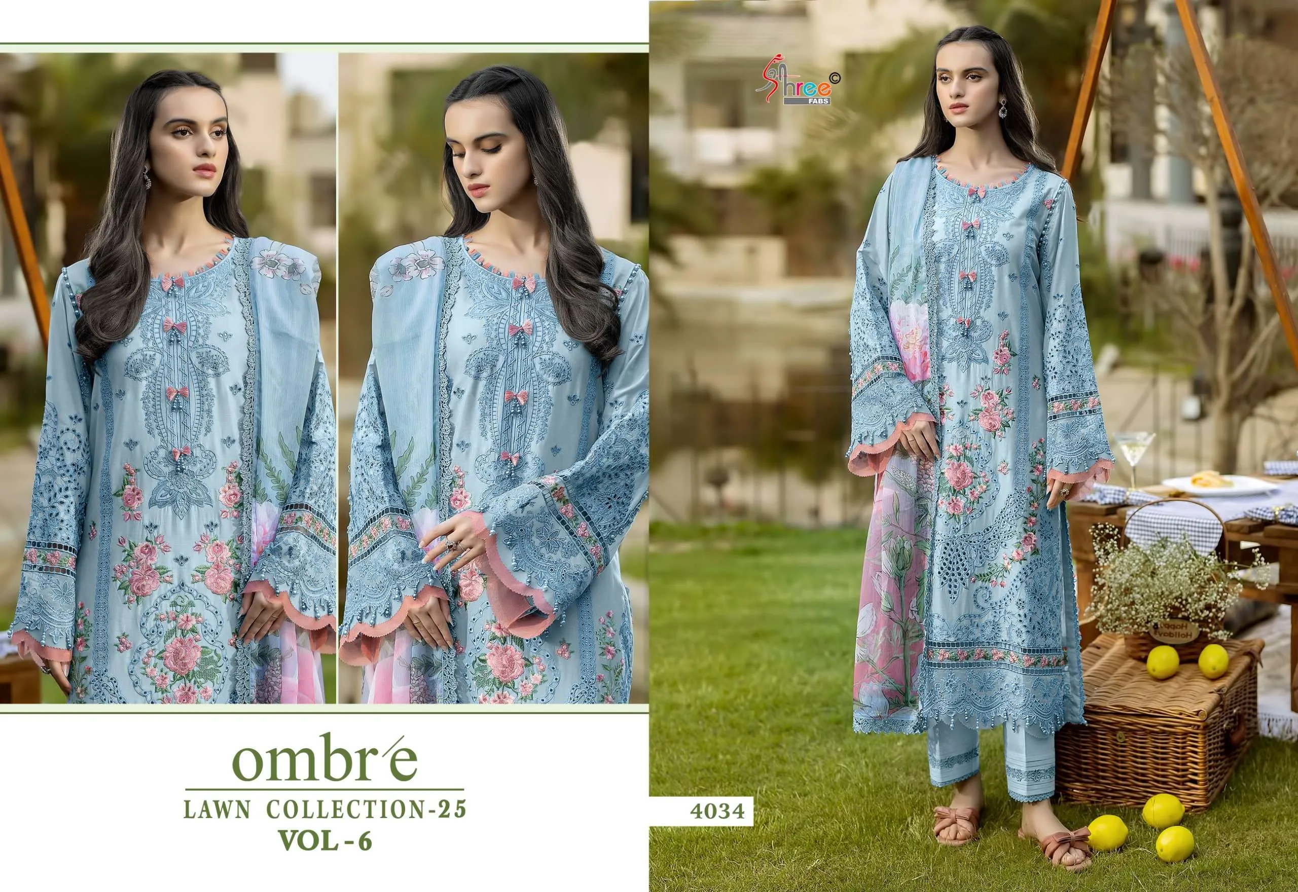 Shree Fab Ombre Lawn Collection 25 Vol 6