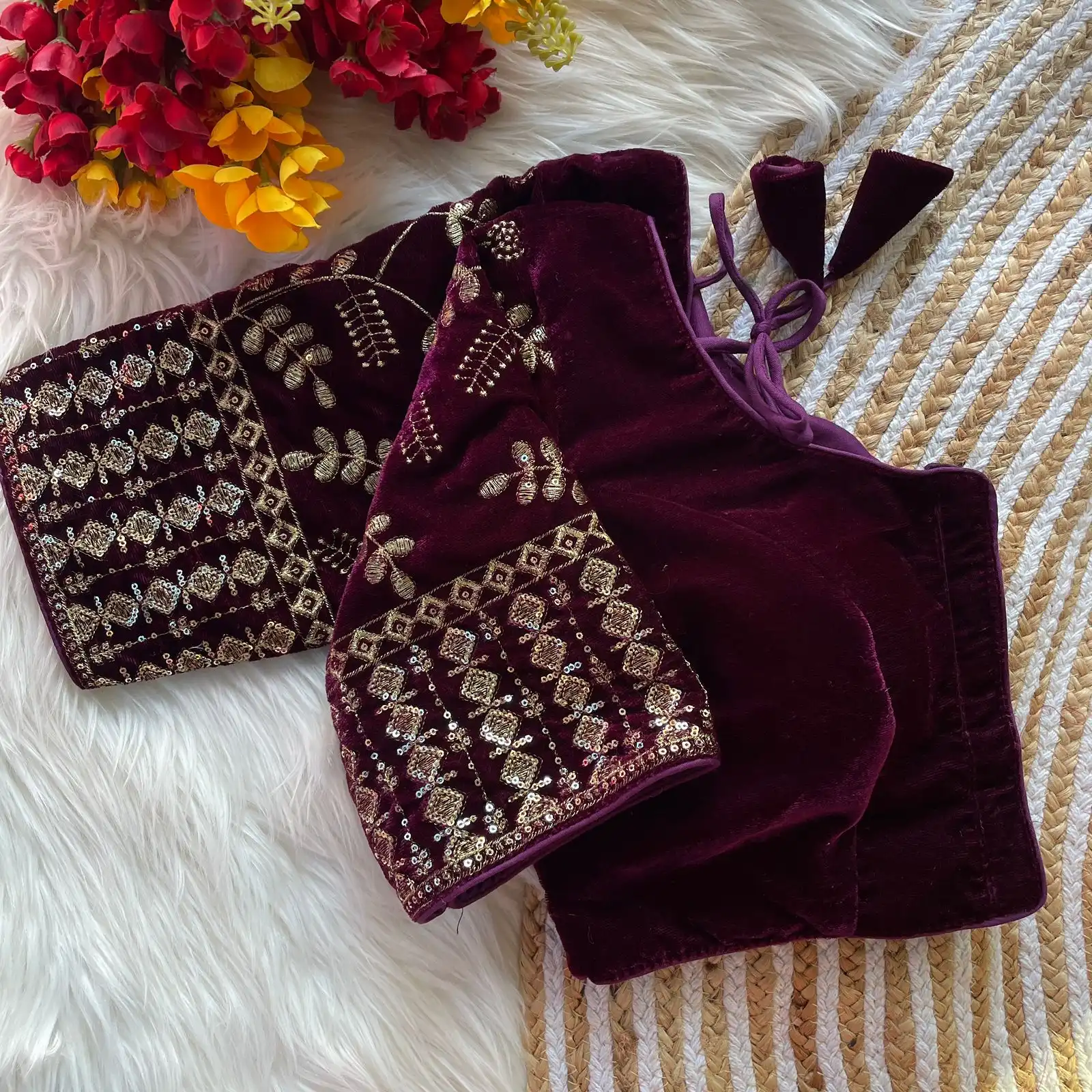 Ruhi Vol 96 Velvet Sequence Thread Wedding Readymade Blouse - Image 6