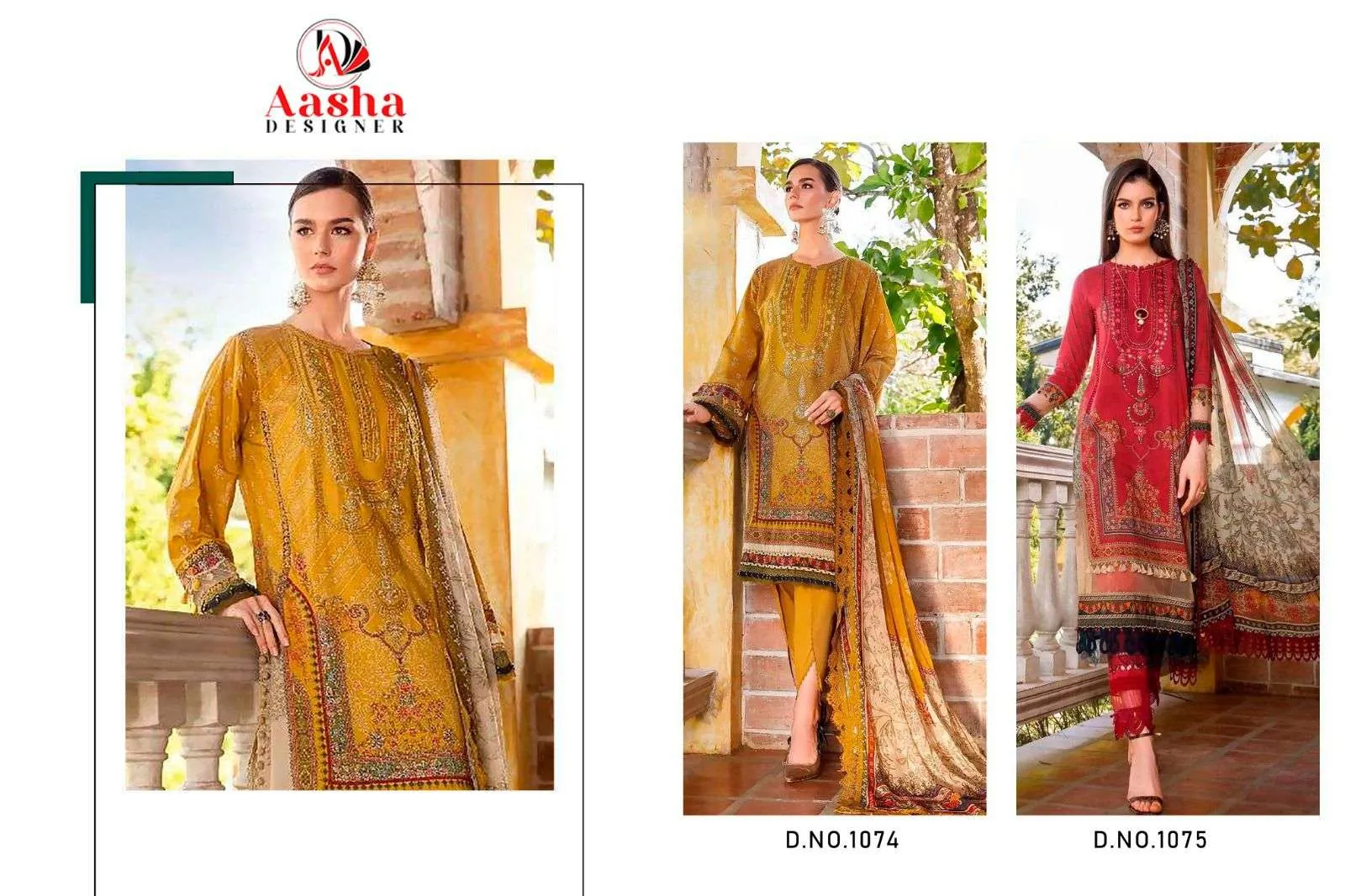 Aasha Designer Design No - 1074-1075 Pakistani Suits