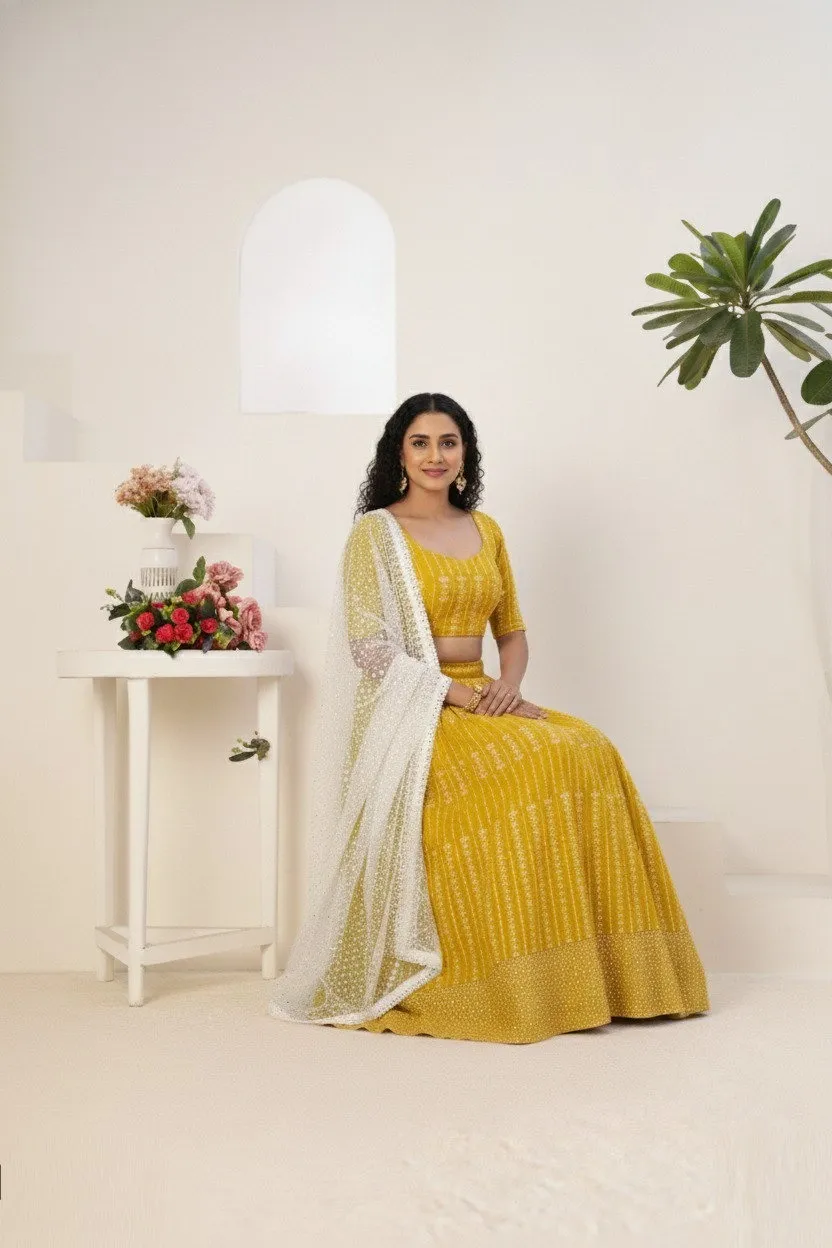 Aawiya 01 Georgette Haldi Occasion Lehenga Choli