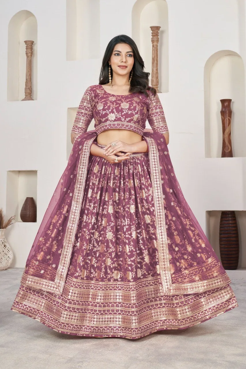 Aawiya 1012 Dola Jacquard Zari Embroider Lehenga Choli