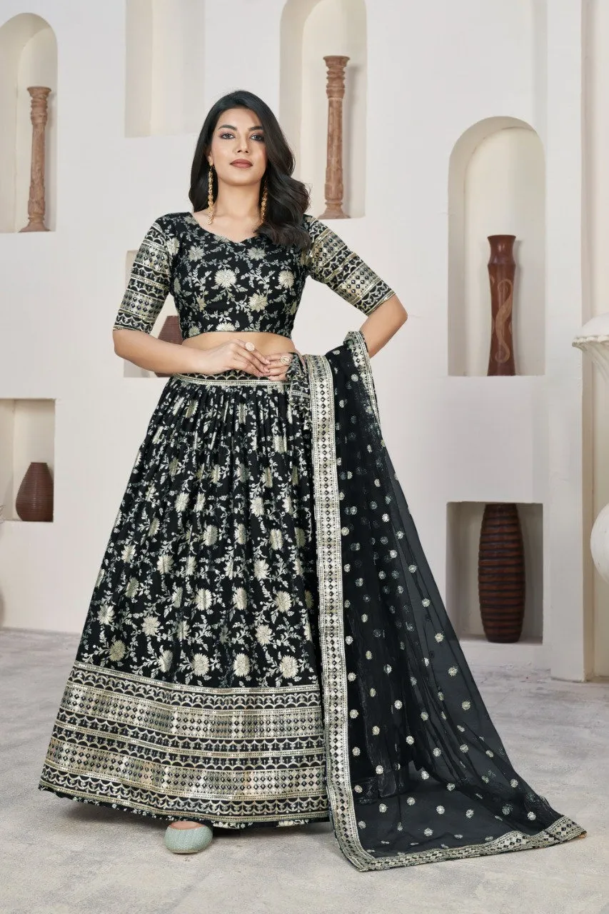 Aawiya 1015 Black Dola Jacquard Designer Lehenga Choli