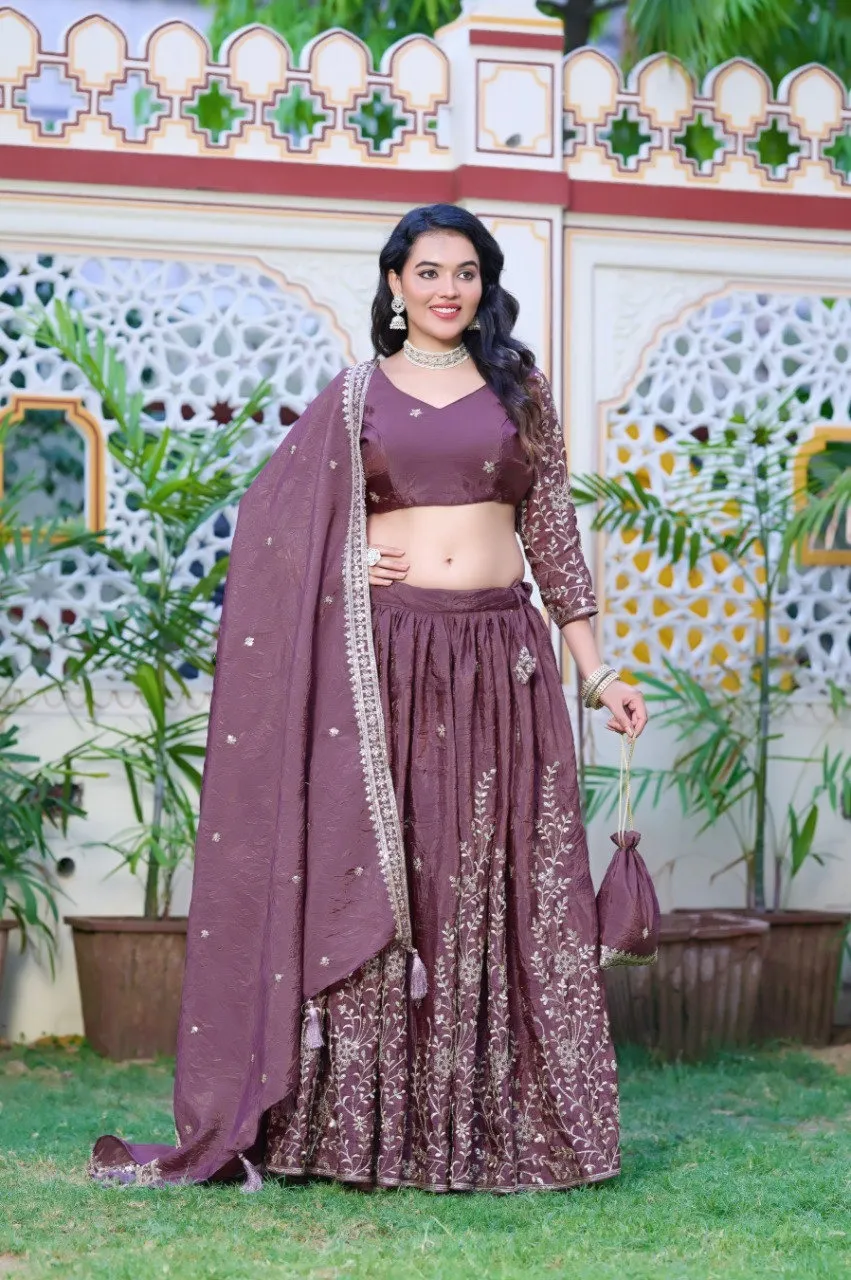 Aawiya 1024 Gold Crush Weaving Festival Lehenga Choli