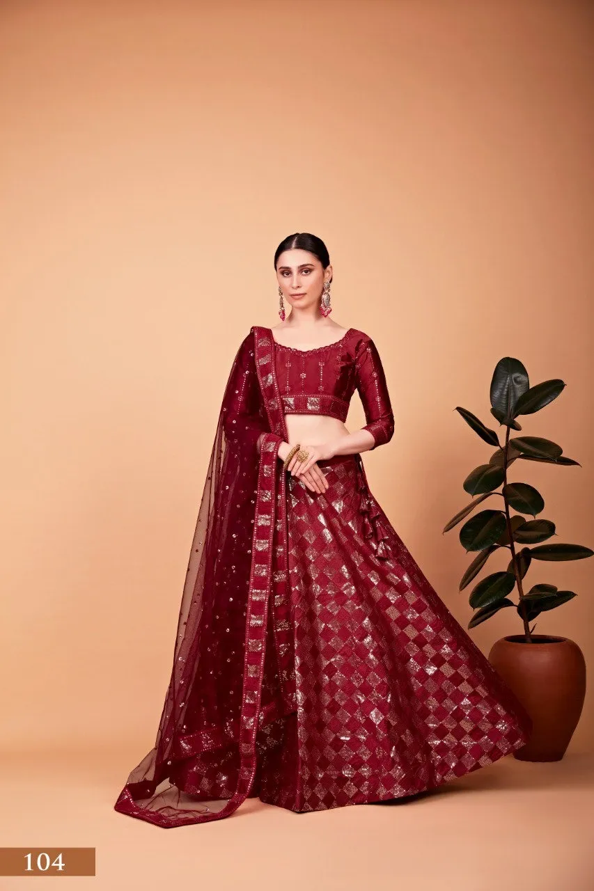 Aawiya 104 Heavy Tebi Silk Embroidery Lehenga Choli