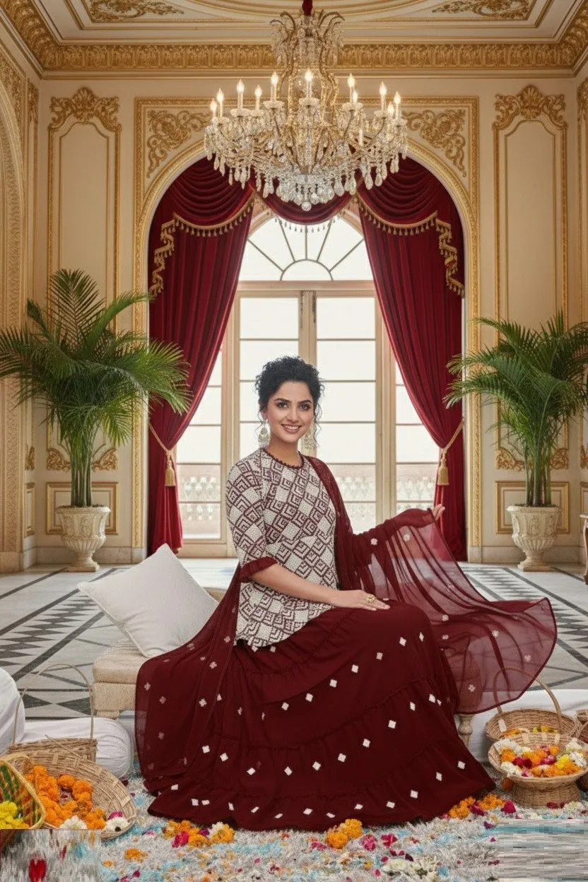 Aawiya 1106 Fox Georgette Festival Skirt Top With Dupatta Lehenga Choli