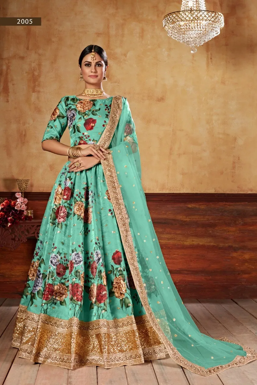 Aawiya 2005 Fine Art Silk Designer Printed Lehenga Choli
