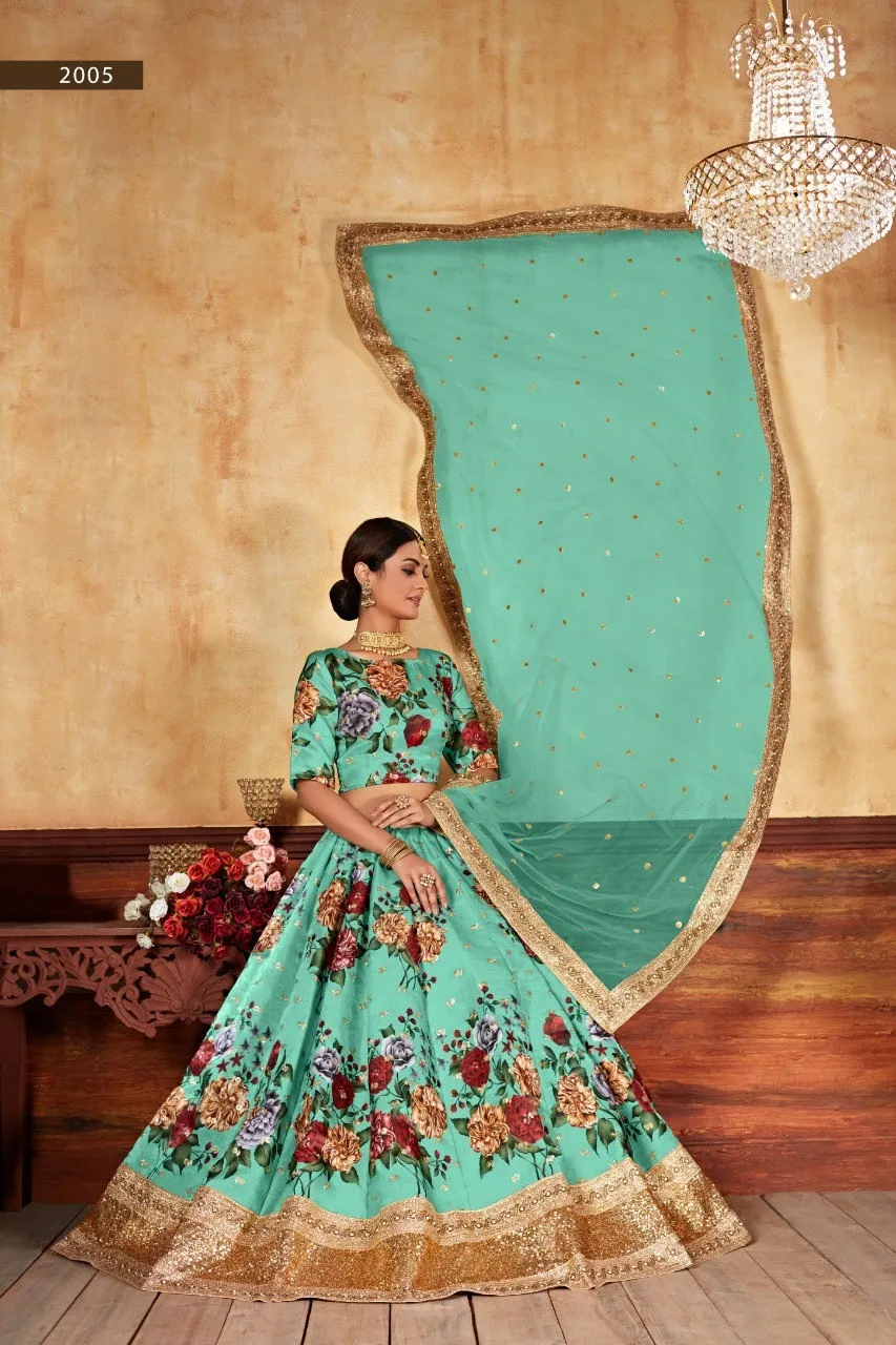 Aawiya 2005 Fine Art Silk Designer Printed Lehenga Choli